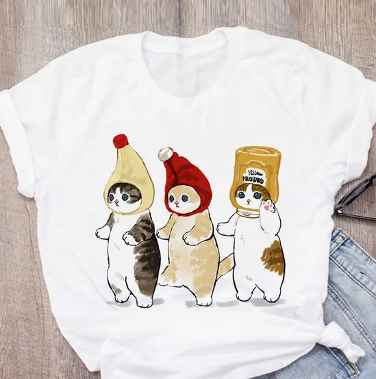 Cute Cat Funny Cartoon T-shirt